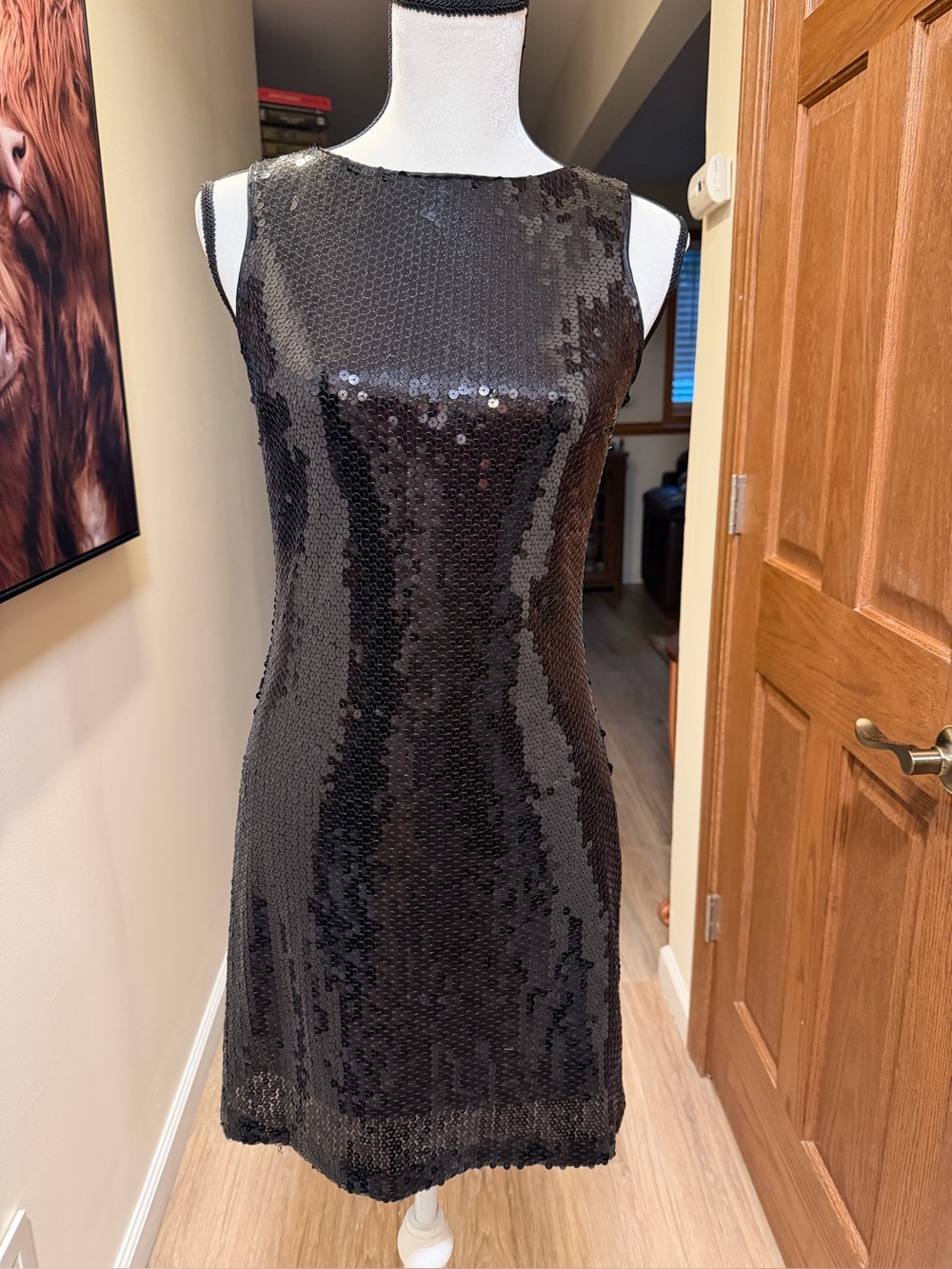 Vintage Mary L Couture Black Sequin Open Back Cocktail Party Dress Size 4